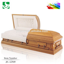 Standard American style qualified religious oak casket